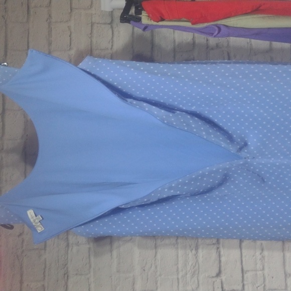 Dressbarn 2pc Blue Dress with Polka Dots(16W) - Picture 7 of 8